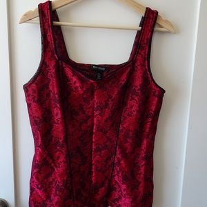 WHBM red and black floral bustier top
